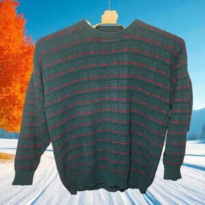 Vtg 90s Men's Warren Scott Textured Abstract Grandpa Chunky Knit Sweater XL